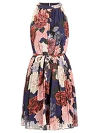 Sukienki - ApartFashion Damska sukienka szyfonowa, granatowa, wielokolorowa, normalna, Navy-Multicolor, 40 - miniaturka - grafika 1