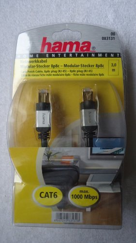 Hama Cat6 kabel sieciowy wtyczka modułowa 8p8c - wtyczka modułowa 8p8c, 3 m