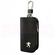 Etui na klucze - SKÓRZANE ETUI na klucze PEUGEOT logo KLUCZYK samochodowy ELEGANCKI brelok - miniaturka - grafika 1