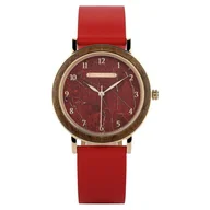 Zegarki męskie - Damski zegarek Niwatch Classic - czerwony motyw marmuru - miniaturka - grafika 1