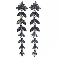 Kolczyki - Kolczyki niebieskie granatowe długie listki błyszczące - miniaturka - grafika 1