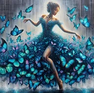 Zabawki kreatywne - Diamentowa Mozaika Kobieta Deszczowa Tancerka I Motyle - miniaturka - grafika 1