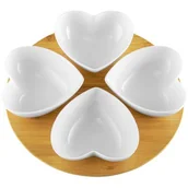 Miski i półmiski - Komplet 4 salaterek na podstawie bambusowej Natural serce AMBITION - miniaturka - grafika 1