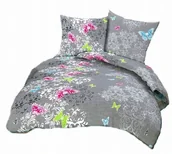 Pościel - pościel bawełna lux 220x220 + 2 poszewka B 251 motyle szare - miniaturka - grafika 1