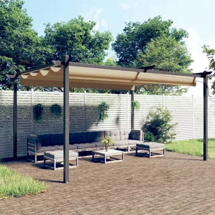 Altana ogrodowa ze zwijanym dachem, 4x3 m, kolor taupe - Pawilony ogrodowe - miniaturka - grafika 1