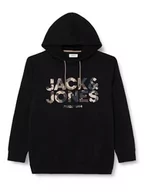 Bluzy męskie - Bestseller A/S Męska bluza z kapturem Jjjames Sweat Hood Pls, Schwarz, 3XL duże rozmiary - miniaturka - grafika 1