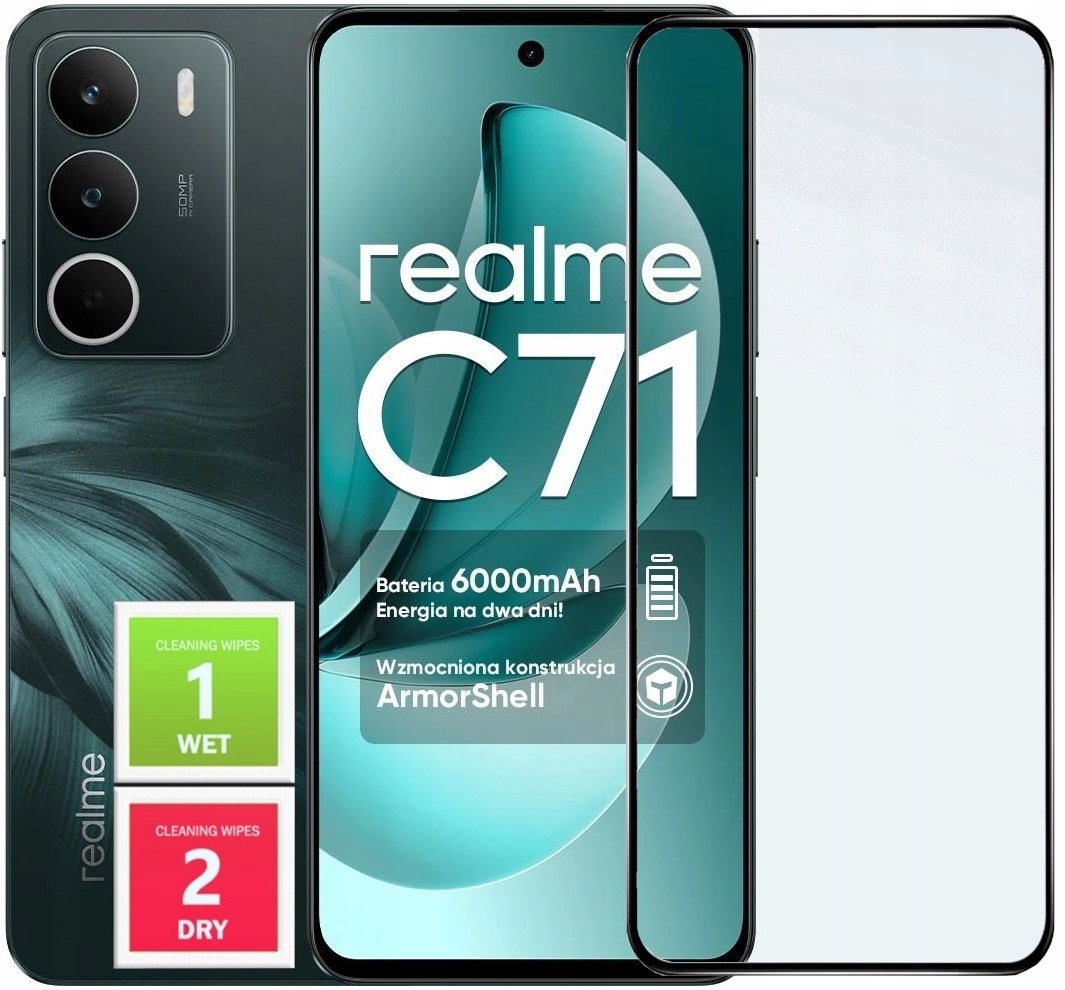 PEŁNE SZKŁO HARTOWANE 5D NA CAŁY EKRAN SZYBKA OCHRONNA DO REALME C71