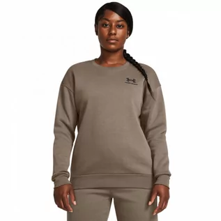 Koszulki sportowe damskie - Damska bluza dresowa nierozpinana bez kaptura Under Armour Essential Fleece Crew - brązowa - UNDER ARMOUR - grafika 1