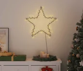 Oświetlenie świąteczne - vidaXL Lampki choinkowe sylwetka gwiazdy 80 LED ciepły biały - miniaturka - grafika 1