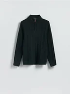 Swetry męskie - Reserved - Sweter z golfem - ciemnozielony - miniaturka - grafika 1