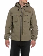 Kurtki męskie - Replay Męska kurtka z kapturem, khaki 606, L - miniaturka - grafika 1