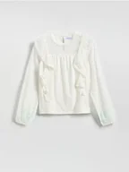 Bluzki dla dziewczynek - Reserved - Bluzka z falbanami - złamana biel - miniaturka - grafika 1