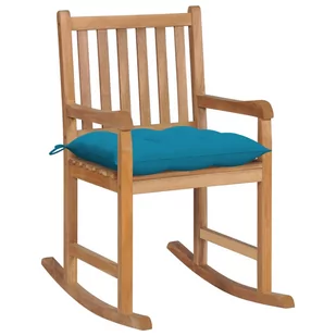vidaXL Lumarko Fotel bujany z jasnoniebieską poduszką, lite drewno tekowe 3062776 - Fotele - miniaturka - grafika 1