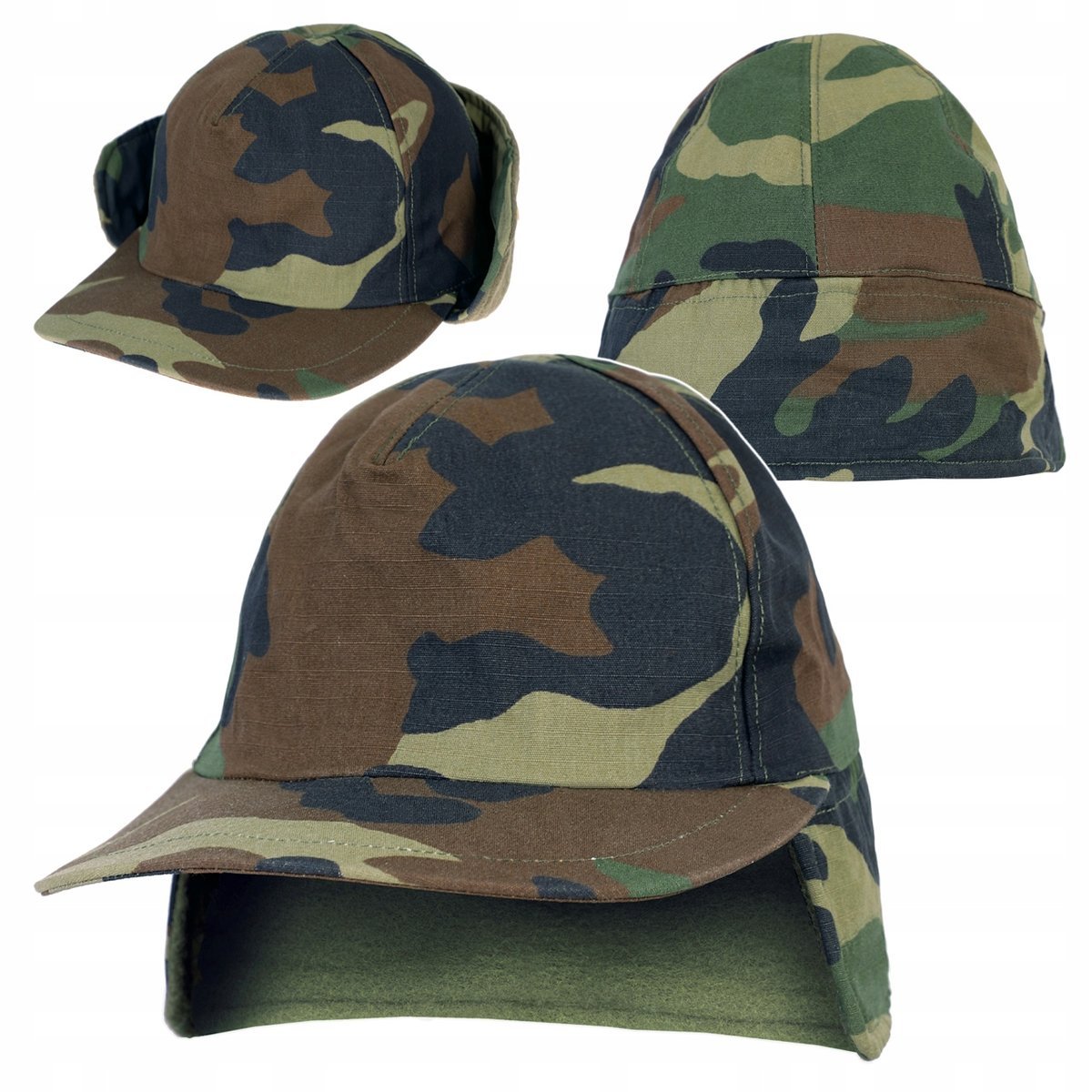 Czapka Z Daszkiem Zimowa Z Nausznikami Wojskowa Woodland - Demobil 56-57
