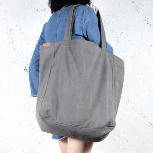 Big Lazy bag torba grafitowa na zamek / vegan - Torebki damskie - miniaturka - grafika 1