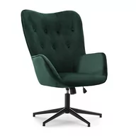 Fotele - STYLOWY FOTEL DO SALONU TRINI ZIELONY Z FUNKCJAMI NA CZARNEJ NOD - miniaturka - grafika 1