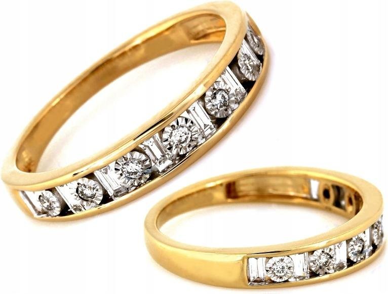 Złoty pierścionek obrączkowy 585 z jasnymi brylantami 0.28 ct r14 modny