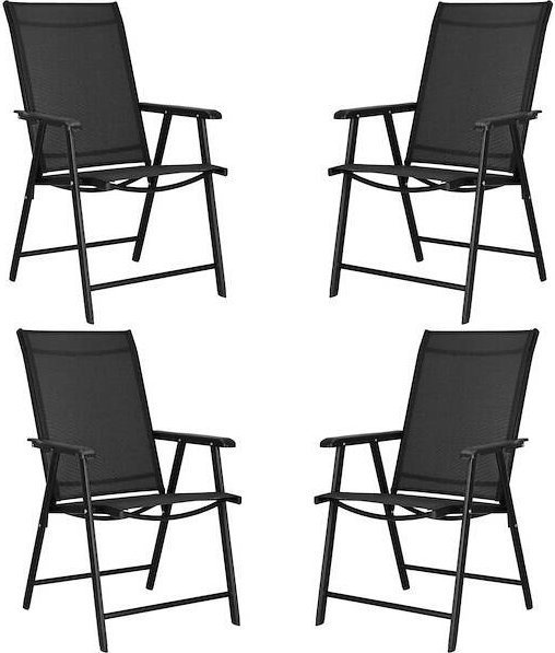 Springos Krzesło ogrodowe, zestaw 4 krzeseł metalowych na balkon czarne UNIWERSALNY