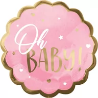 Baby shower i roczek - Amscan Balon foliowy OH BABY, różowy, duży BFOL/7254-A - miniaturka - grafika 1