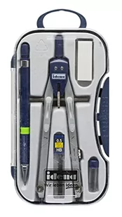 Idena 20065 - Zestaw kompasów, 5 sztuk, z zapasową końcówką do kompasu, ołówek mechaniczny, zapasowe końcówki do ołówka (HB), gumka, 1 zestaw - Kompasy - miniaturka - grafika 1