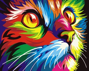 Malowanie po numerach - Tęczowy kotek 40x50cm - ArtiFly - Malowanie po numerach - miniaturka - grafika 1