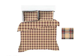 Pościel 140x200 beżowa kratka czerwona - Pościel Pościel 140x200 beżowa kratka czerwona - Pościel - miniaturka - grafika 1