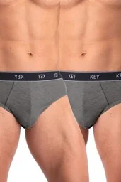 Slipy męskie bawełniane (2 pack) klasyczne ciemny melanż MPP 222 Key - Majtki męskie - miniaturka - grafika 1