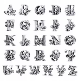 Zawieszka Charms Litera Inicjały Alfabet Srebro Próba 925 Imię - Wisiorki - miniaturka - grafika 1