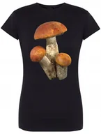 Koszulki i topy damskie - T-Shirt damski nadruk Kozaki Czerwone Grzybki M - miniaturka - grafika 1