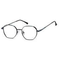 Okulary korekcyjne, oprawki, szkła - Okulary zerówki sześcioboczne oprawki korekcyjne medium M297F granatowe - miniaturka - grafika 1