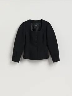 Reserved - Taliowana marynarka - czarny - Marynarki i żakiety damskie - miniaturka - grafika 1