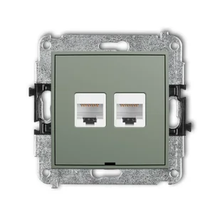 Karlik Gniazdo komputerowe 2xRJ45, kat. 5e MINI - szałwiowy - Gniazdka elektryczne - miniaturka - grafika 1