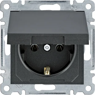 Hager Gniazdo Schuko z klapką Lumina - czarny mat - Gniazdka elektryczne - miniaturka - grafika 1