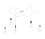 Lampy sufitowe - Żyrandol na lince MIROS 5xE27/60W/230V biały/złoty - miniaturka - grafika 1