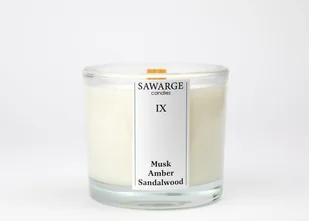 Świeca Zapachowa Sojowa 200g / Bursztyn Piżmo Drzewo Sandałowe, drewniany knot, 40h/Sawarge Candles - Świece - miniaturka - grafika 1