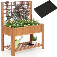 Donice - Podwyższona Grządka Ogrodowa z Kratką, Drewniana Skrzynka na Kwiaty z Nóżkami, 4 Otwory Drenażowe i Wyjmowana Wkładka, 115 x 59 x 150 cm - miniaturka - grafika 1