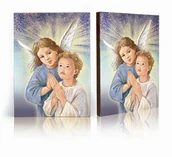 Ikony i obrazy sakralne - Ikona religijna Aniołek z dzieckiem podczas modlitwy - miniaturka - grafika 1