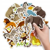 Szkolne artykuły papiernicze - NAKLEJKI NA ZESZYT NALEPKA Z POSTACIAMI ZWIERZĘTA SAFARI AFRYKA WZORY 10SZT - miniaturka - grafika 1