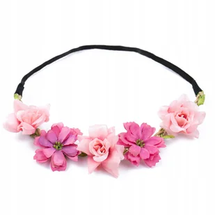 Wianek na głowę opaska Na Gumce panieński Różowy - Ozdoby do włosów - miniaturka - grafika 1