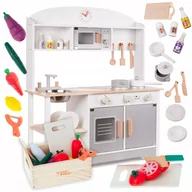 Zabawki AGD - Kuchnia Dla Dzieci Drewniana Xxxl Modern Classic + Warzywa Naczynia - miniaturka - grafika 1