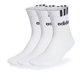 Skarpetki męskie - Skarpety adidas Sportswear 3-Stripes Linear Half-Crew Cushioned Socks 3Pairs HT3437 - białe - grafika 1