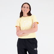 Koszulki i topy damskie - Koszulka damska New Balance WT31554RAW  żółta - miniaturka - grafika 1