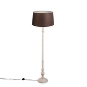 Lampy stojące - QAZQA Klasyczna lampa podłogowa szara klosz lniany brązowy 45cm - Classico - miniaturka - grafika 1