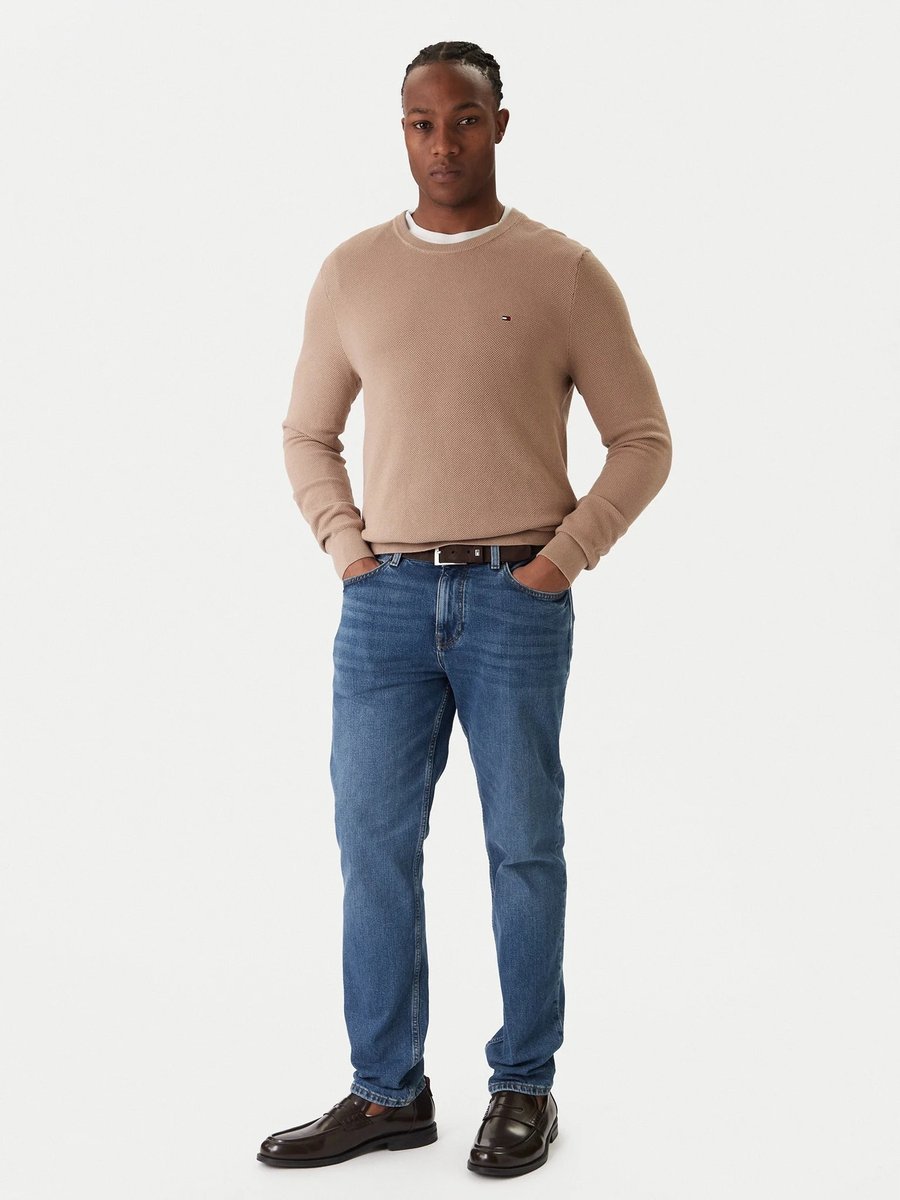 TOMMY HILFIGER MĘSKI SWETER BEŻOWY Z LOGO DŁUGI RĘKAW L 16EA