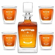 Karafki - Karafka do whisky cube z 4 szklankami i grawerem - miniaturka - grafika 1