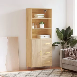 vidaXL Witrynka, dąb sonoma, 69,5x34x180 cm, materiał drewnopochodny - Witryny - miniaturka - grafika 1