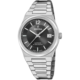 Zegarek Festina Swiss Made zegarek damski na bransolecie wodoszczelny czarny 20035/6 - Zegarki damskie - miniaturka - grafika 1