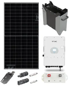 Zestaw fotowoltaiczny z magazynem energii 5kW (Panel PV 500W JA Solar czarna rama, Falownik hybrydowy trójfazowy 10KW V-TAC, Magazyn energii ION - Panele fotowoltaiczne - miniaturka - grafika 1