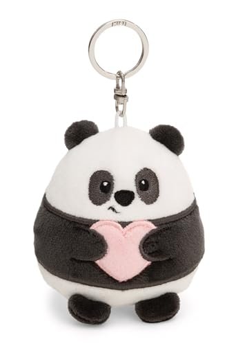 Breloczek Chill-NICI panda z sercem 8cm - czarny - Pluszowy towarzysz przytulanka z kółkiem na klucze do smyczy, torby lub plecaka 61756
