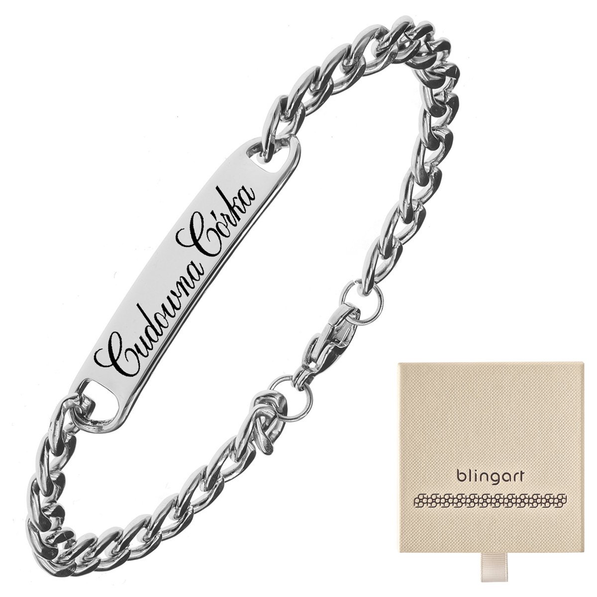 Bransoletka męska z GRAWEREM stalowa pancerka